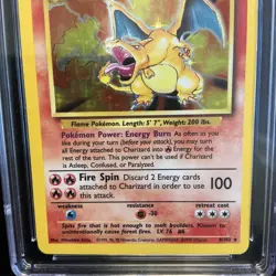 1999 Pokemon Charizard Holo Base Set Unlimited 4/102 CGC 7 NM Vintage - Image 3
