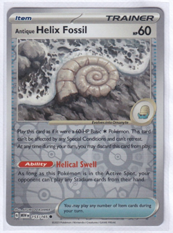 Helix Fossil 153/165 - Pokemon Scarlet & Violet 151 - Reverse Holo - Image 1