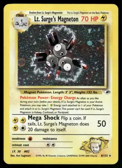 Lt. Surge's Magneton 8/132 Holo Rare Gym Heroes Pokemon Unlimited Holo LP - Image 1