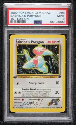 Sabrina's Porygon 1st Ed. Pokemon Gym Challenge PSA 9 MINT 2000 - Image 1