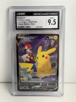 2022 Pokemon Lost Origin Pikachu V Trainer Gallery TG16/TG30 CGC 9.5, MUST SEE! - Image 1
