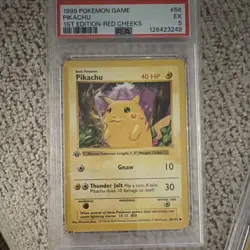 1999 Pokemon TCG Base Set Shadowless Pikachu 1st Edition Red Cheeks PSA 5 58/102 - Image 1