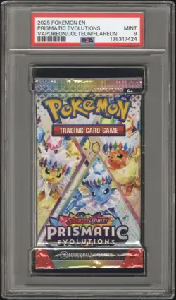 Pokemon S&V Prismatic Evolutions Vaporeon / Jolteon / Flareon Pack PSA 9 Mint - Image 1
