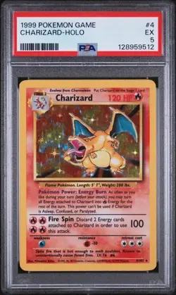 Pokemon Charizard Base Set Unlimited Holo Rare #4 PSA 5 - Image 1