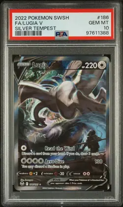 2022 POKEMON SWORD & SHIELD SILVER TEMPEST #186 FULL ART/LUGIA V PSA 10 - Image 1