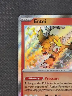 Pokemon Entei 112/091 Shiny Rare Holo SV: Paldean Fates English TCG Legend LP+ - Image 3
