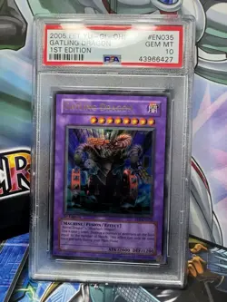 PSA 10 yu-gi-oh! Flaming Eternity FET-EN035 Gatling Dragon 1st Edition - Image 1