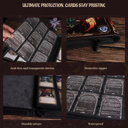 Trading Card Binder - 3D Embossed PU Leather Album with Zipper, 9-Pocket & Side- - Image 3