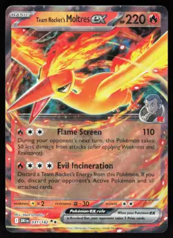 Team Rocket's Moltres ex 031/182 Double Rare Destined Rivals Pokemon Holo NM - Image 1