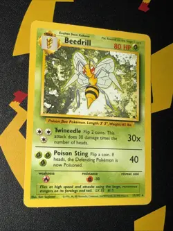 Pokemon Vintage Non-Holo Rare Beedrill 17/102 Base Set WotC 1999 - Image 1