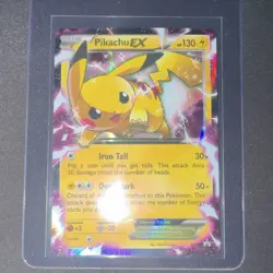 LP - Pikachu EX XY84 Promo Holo 130 HP Iron Tail Overspark Pokemon TCG - Image 1