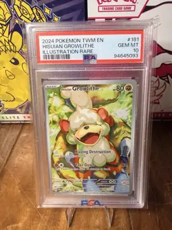 Hisuian Growlithe 181/167 Twilight Masquerade IR Pokemon PSA 10 Holo Full Art - Image 1