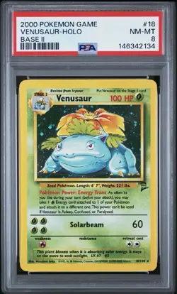 2000 POKEMON BASE SET 2 #18 VENUSAUR-HOLO PSA 8 NM CLEAN NEW CERT - Image 2