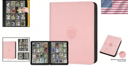 Stylish 1024 Card Trading Binder with Waterproof Pink PU Cover & Zipper Closure - Image 2