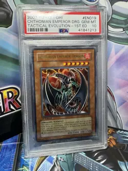 PSA 10 yu-gi-oh! Tactical Evolution TAEV-EN019 Chthonian Emperor Dragon 1st Ed - Image 1