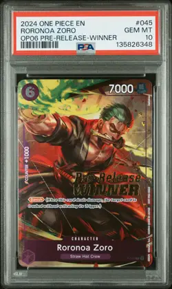 2024 ONE PIECE PROMOS #045 RORONOA ZORO PSA 10 - Image 1