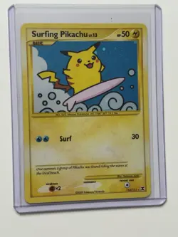 Pokemon TCG Surfing Pikachu 114/111 2009 Rising Rivals Secret Rare LP/NM - Image 1