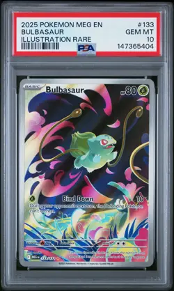 2025 Pokemon Meg En-Mega Evolution #133 Bulbasaur Illustration Rare PSA 10 - Image 1