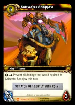 WoW TCG Loot Card - Saltwater Snapjaw - Unused/Unscratched - Image 1
