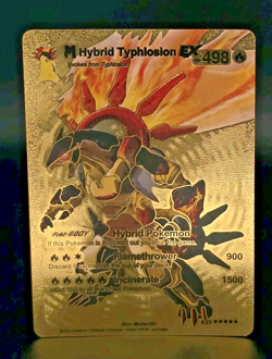 Pokemon M Hybrid Typhlosion EX Gold Foil Fan Art Collector Card - Image 2