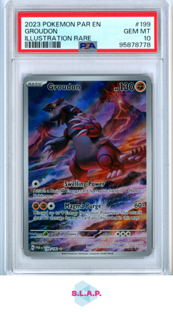 GROUDON ILLUSTRATION RARE POKEMON PAR EN-PARADOX RIFT 2023 199 PSA 10 - Image 1
