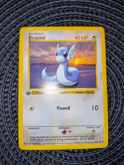 Pokemon TCG Dratini 1st Edition Base Set (Shadowless) 26/102 1999 LP - Image 1