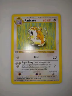 Raticate 1st Edition Base Set Shadowless 40/102 Pokemon - LP - Image 1