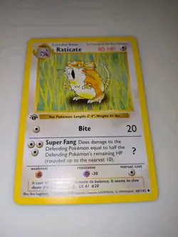 Raticate 1st Edition Base Set Shadowless 40/102 Pokemon - LP - Image 2