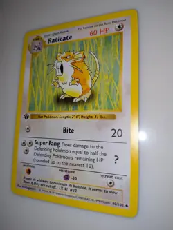 Raticate 1st Edition Base Set Shadowless 40/102 Pokemon - LP - Image 3