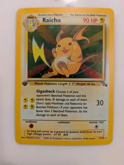 Raichu 14/62 - Holo Rare - 1st Edition Fossil Set - 1999 Pokemon WotC - Image 1