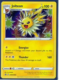 2021 Pokemon JOLTEON SWSH094 BLACK STAR RARE PROMO - COSMOS HOLO -NM/M - Image 1