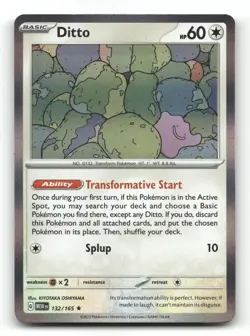 Ditto 132/165 - 151 Holo - Pokemon Card NM/M - Image 1