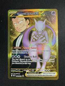 Pokemon Destined Rivals Team Rocket’s Mewtwo Hyper Rare Gold 240/182 Fresh NM - Image 1