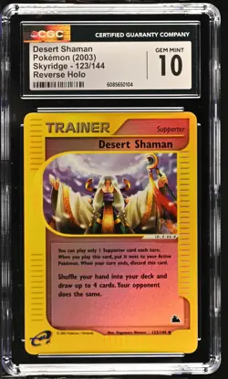 CGC 10 GEM MINT Desert Shaman 2003 Skyridge 123/144 Reverse Holo Pokemon Card - Image 1