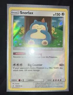 Pokemon Snorlax Holo Rare Card 158/214 SM Unbroken Bonds NM - Image 1
