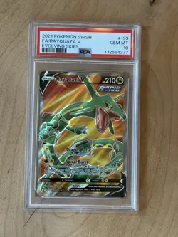 2021 Pokemon SWSH Full Art Rayquaza V Evolving Skies PSA 10 - Image 1