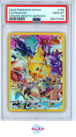 FA/PIKACHU CROWN ZENITH-GER POKEMON SWSH CROWN ZENITH 2023 160 PSA 10 - Image 1