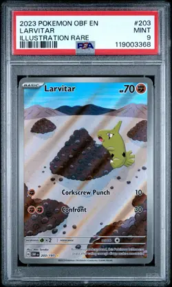 2023 POKEMON OBF EN-OBSIDIAN FLAMES ILLUSTRATION RARE #203 LARVITAR PSA 9 - Image 1