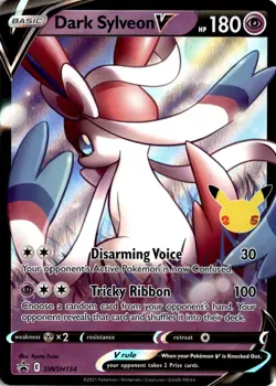 2021 POKEMON SWORD & SHIELD CELEBRATIONS DARK SYLVEON V SWSH134 BLACK STAR PROMO - Image 1