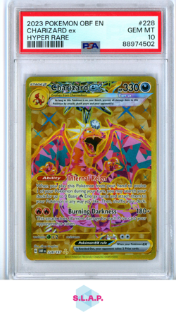 CHARIZARD EX HYPER RARE POKEMON OBF EN-OBSIDIAN FLAMES 2023 228 PSA 10 - Image 1