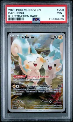 MINT 9 2023 POKEMON SVI EN-SCARLET & VIOLET 208 PACHIRISU ILLUSTRATION RARE - Image 1