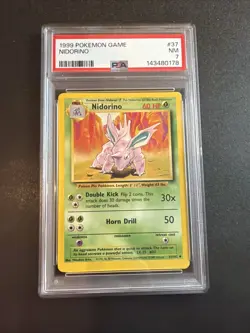 1999 Pokemon Game Base Set NIDORINO 37/102 PSA 7 NM - Image 1