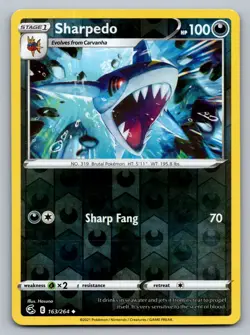 Pokemon TCG SWSH08: Fusion Strike Sharpedo 163/264 Reverse Holo - Image 1