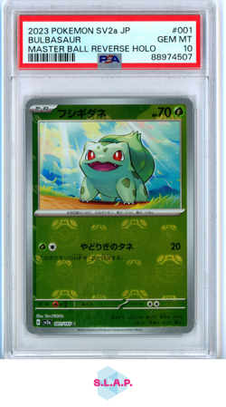 BULBASAUR MASTER BALL REVERSE HOLO POKEMON JAP SV2A-POKEMON 151 2023 001 PSA 10 - Image 1