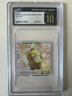 Psyduck Pokemon 2019 Mewtwo Evolution Stickers CGC Pristine 10 Pop 3 - Image 1