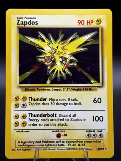 Zapdos 16/102 Base Set Unlimited- Holo Rare - WOTC - LP/MP - Pokemon Vintage #2 - Image 1