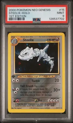 2000 POKEMON NEO GENESIS 1ST ED #15 STEELIX-HOLO PSA 9 - Image 1