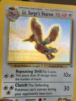 Lt. Surge's Fearow 7/132 Gym Heroes Holo Rare Pokemon Collect Trade Fan - Image 4