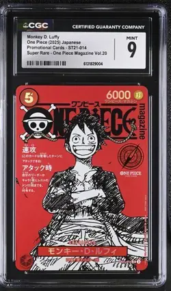 CGC 9 Mint Monkey D. Luffy ST21-014 One Piece Magazine Vol.20 Promo Jpn - Image 1