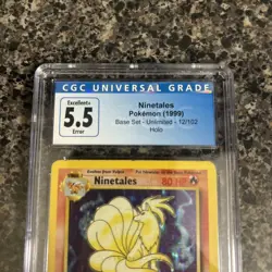 Ninetales Holo Rare Pokemon Unlimited Base Set 1999 #12/102 Graded CGC 5 EX/NM - Image 2